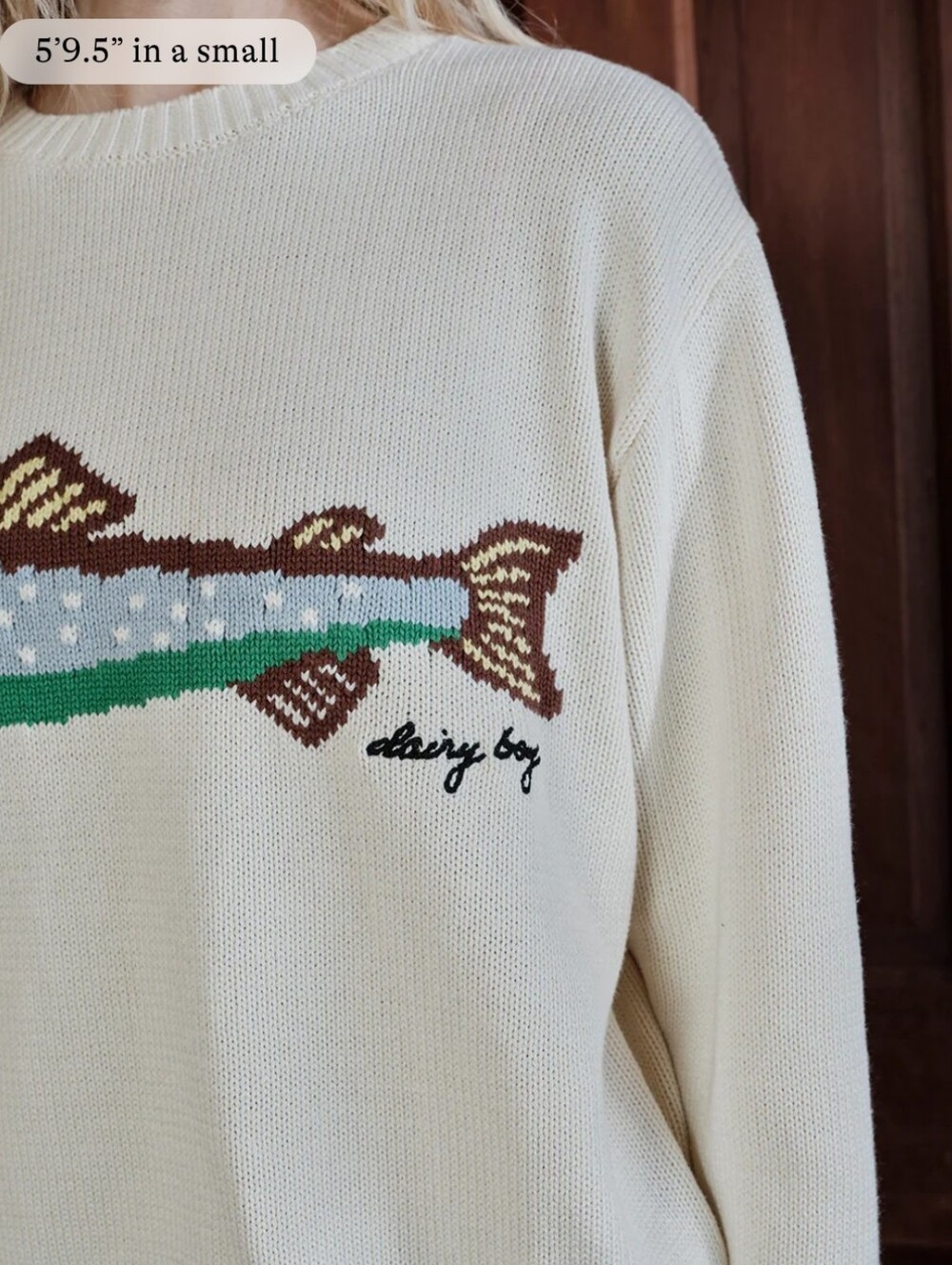 NWT Dairy Boy Fisherman's Daughter Fish Sweater in Oyster - Picture 6 of 11